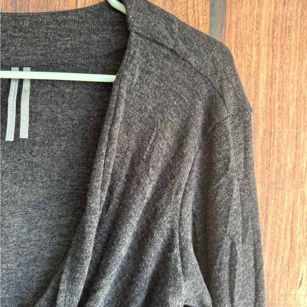 Anthropologie Twist Front Crop V-Neck Knit Sweater - Dark Grey